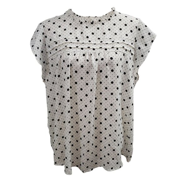 Sweet Rain Womens Short Sleeve Black & White Polka Dot Blouse 2X - Picture 1 of 7